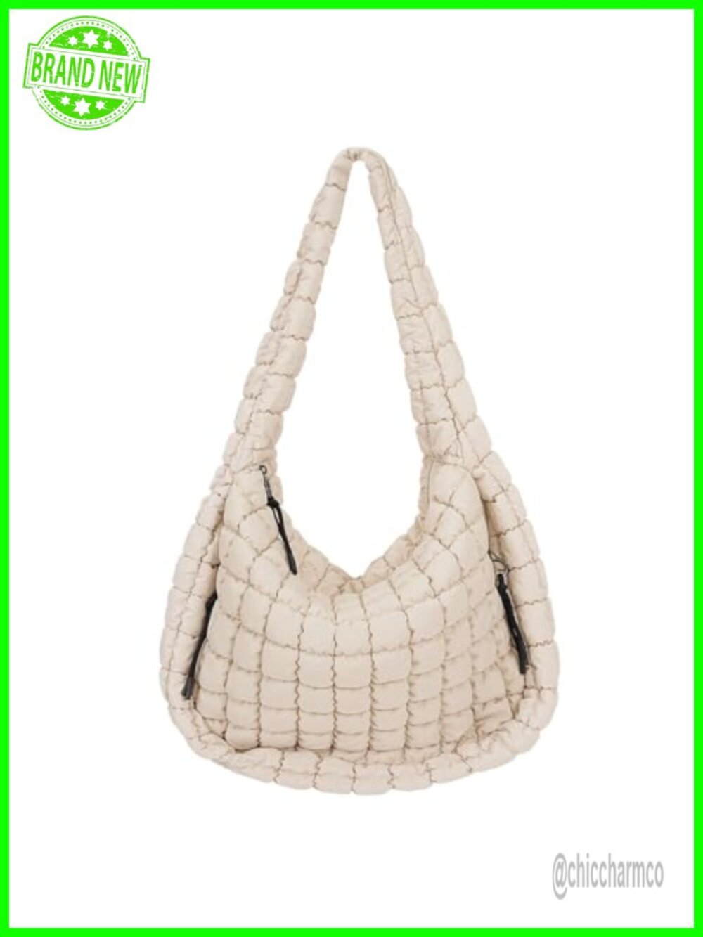 Quilted Tote Bag Large Nylon Carryall Puffer Shoulder Hobo Bag Lightweight